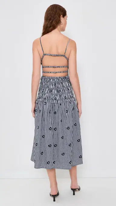 MAUDE CLUB Madison Dress Navy Gingham Emb | Thumbnail 3 MAUDE CLUB Madison Dress Navy Gingham Emb | Thumbnail 3
