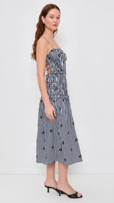 MAUDE CLUB Madison Dress Navy Gingham Emb | Thumbnail 4 MAUDE CLUB Madison Dress Navy Gingham Emb | Thumbnail 4
