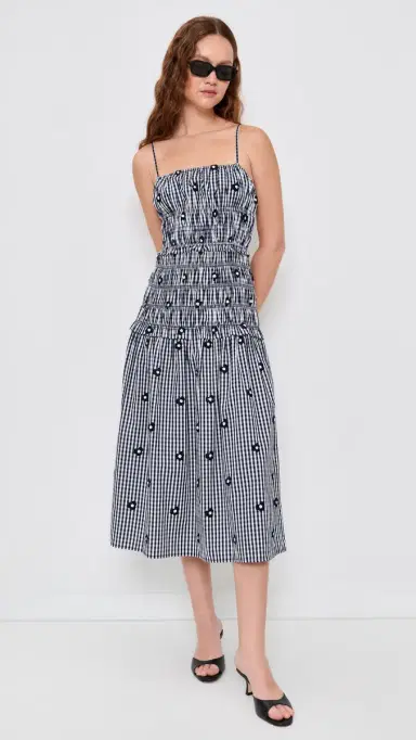 MAUDE CLUB Madison Dress Navy Gingham Emb | Thumbnail 5 MAUDE CLUB Madison Dress Navy Gingham Emb | Thumbnail 5