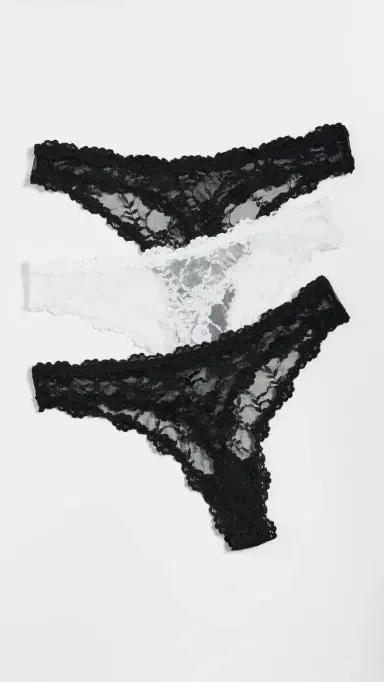 HONEYDEW Maria Lace Thong 3 Pack Black/Ivory/Black S | Thumbnail 2
