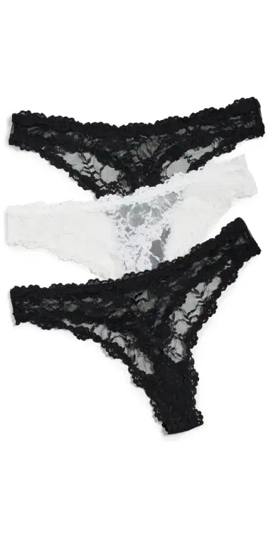 HONEYDEW Maria Lace Thong 3 Pack Black/Ivory/Black S | Thumbnail 1