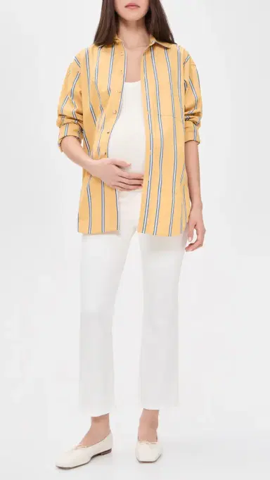 Madewell Maternity Stretch Flare Crop Jeans Tile White 30 | Thumbnail 2