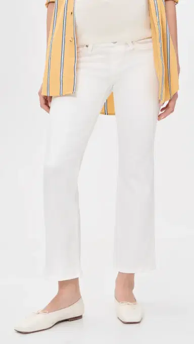 Madewell Maternity Stretch Flare Crop Jeans Tile White 30 | Thumbnail 3