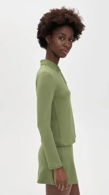 Malbon Venus Long Sleeve Polo Olivine L | Thumbnail 4
