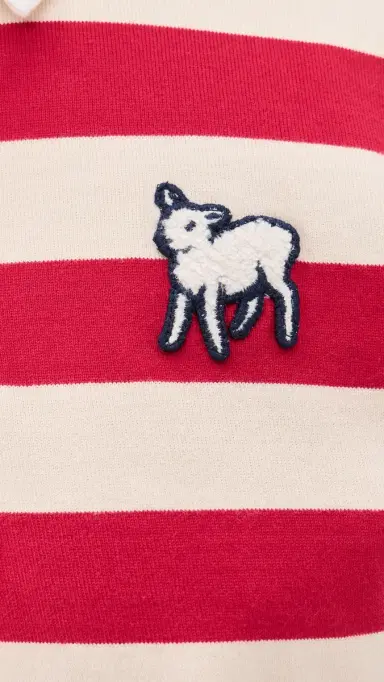 MOTHER The Boxy Match Pullover Tango Red And Cream | Thumbnail 6