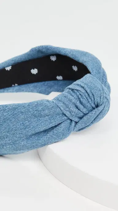 Lele Sadoughi Denim Knotted Headband Light Denim One Size | Thumbnail 3