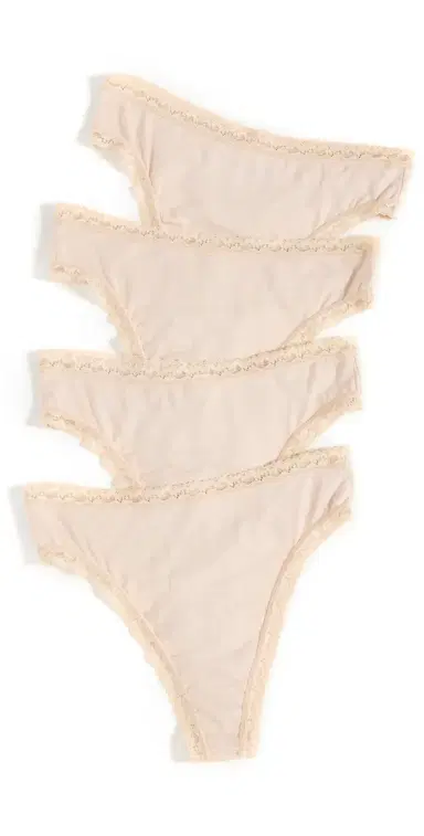 Stripe & Stare High Waisted Thong 4 Pack Sand | Thumbnail 1