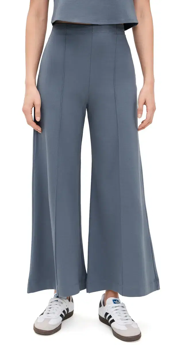 Ponte Knit Wide eg Cropped Pants Sea Blue