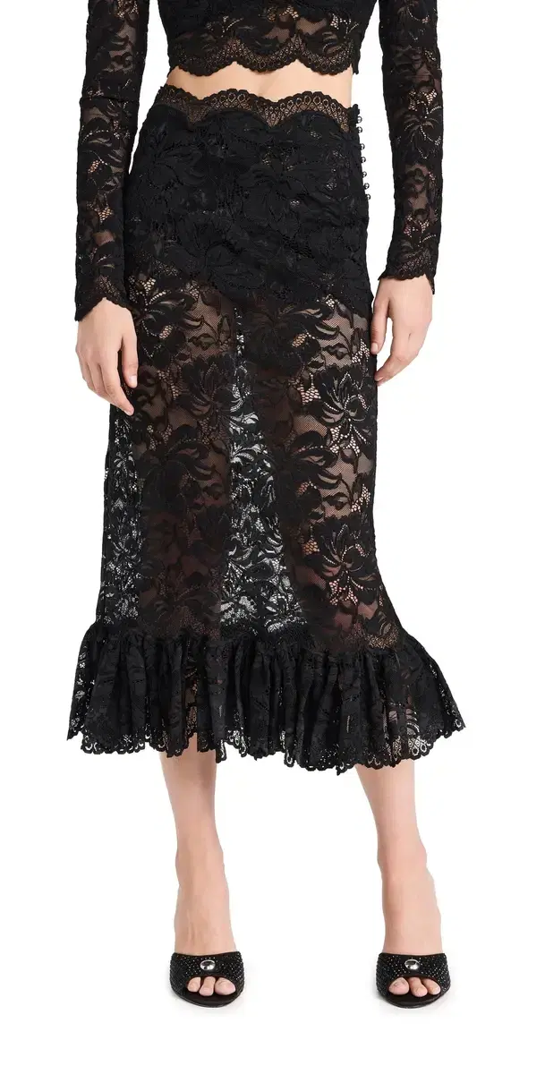 rabanne Stretch Lace Skirt Black