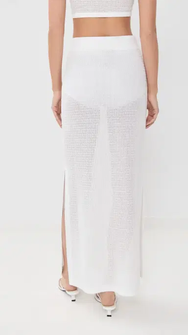 SIMKHAI Nicky Midi Coverup Skirt White | Thumbnail 3