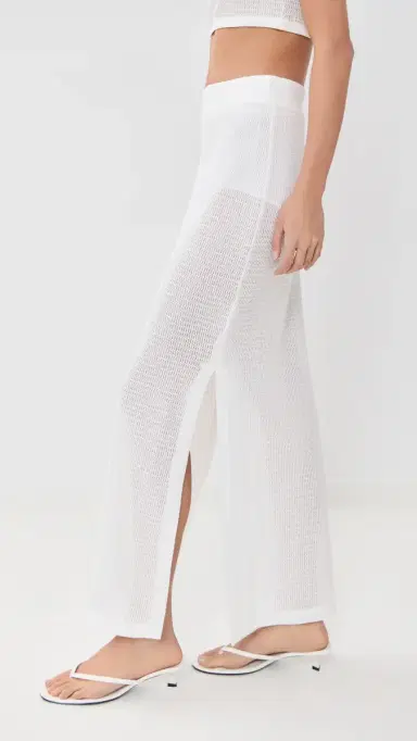 SIMKHAI Nicky Midi Coverup Skirt White | Thumbnail 4