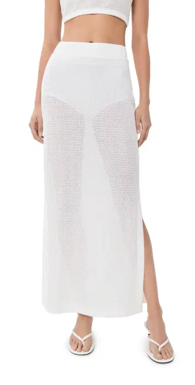 SIMKHAI Nicky Midi Coverup Skirt White | Thumbnail 1