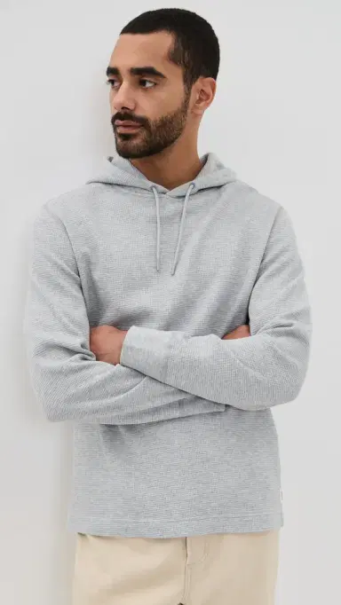 REIGNING CHAMP Lightweight Waffle Standard Hoodie Hgrey | Thumbnail 2