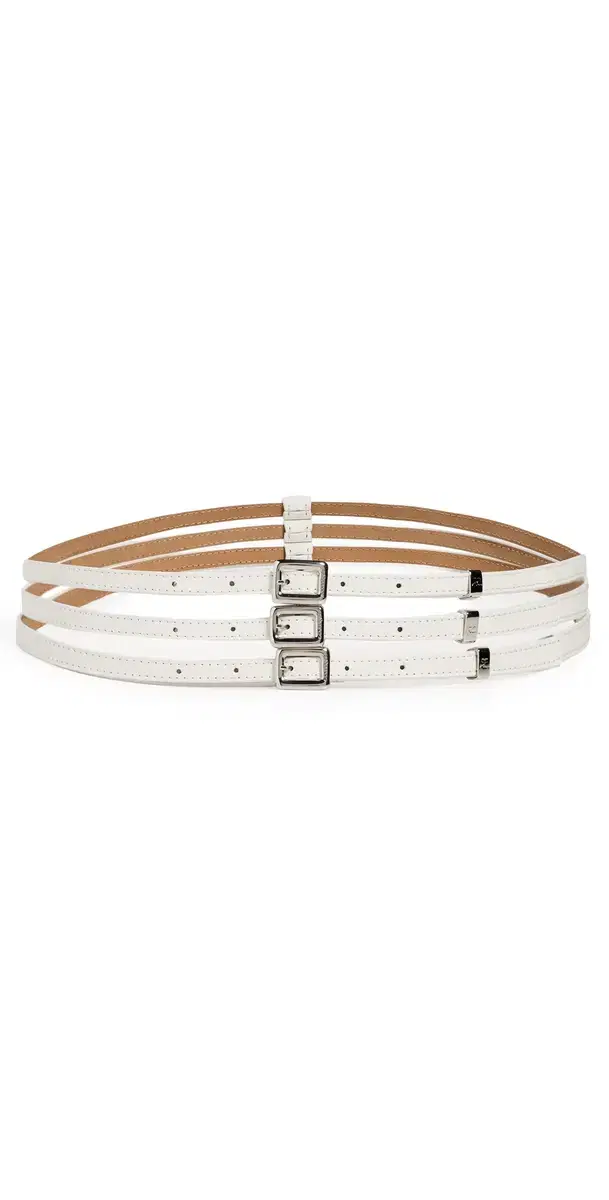 Triple Square Leather Belt Heritage White