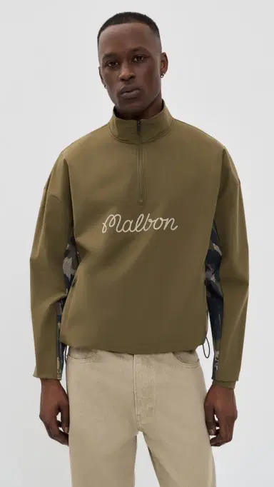 Malbon Tour Divot Performance Quarter Zip Jacket Bark Camo | Thumbnail 2