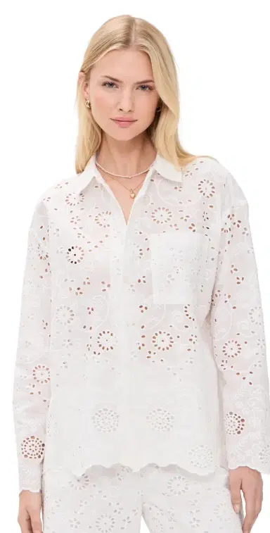 Splendid x @Cellajaneblog Eyelet Button Down White M | Thumbnail 1 Splendid x @Cellajaneblog Eyelet Button Down White M | Thumbnail 1