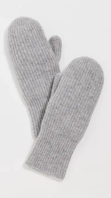 White + Warren Cashmere Ribbed Mittens Grey Heather One Size | Thumbnail 2 White + Warren Cashmere Ribbed Mittens Grey Heather One Size | Thumbnail 2