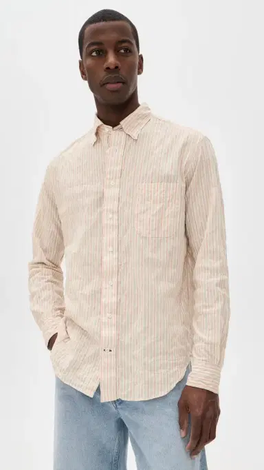 Gitman Vintage Japanese Awning Stripe Shirt Tan | Thumbnail 2