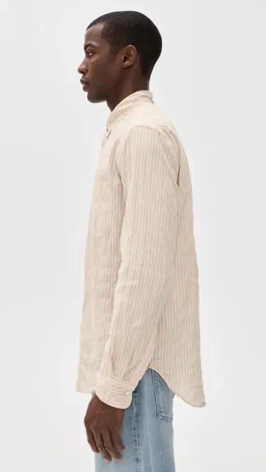 Gitman Vintage Japanese Awning Stripe Shirt Tan | Thumbnail 4