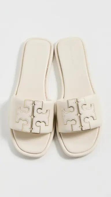 Tory Burch Double T Sport Slides Light Cream / Gold 6 | Thumbnail 2