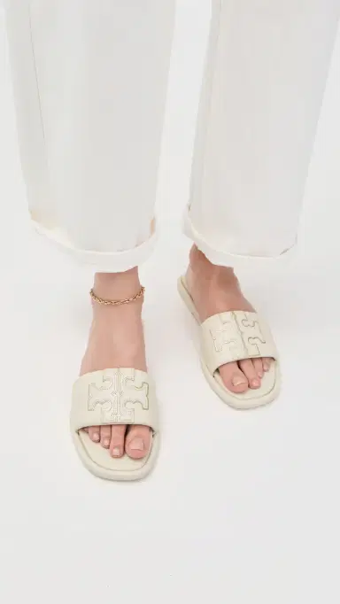 Tory Burch Double T Sport Slides Light Cream / Gold 6 | Thumbnail 3