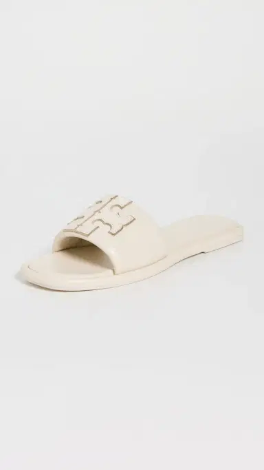 Tory Burch Double T Sport Slides Light Cream / Gold 6 | Thumbnail 5