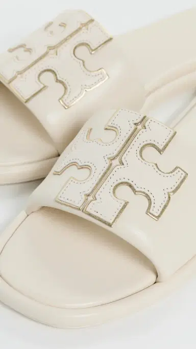 Tory Burch Double T Sport Slides Light Cream / Gold 6 | Thumbnail 6