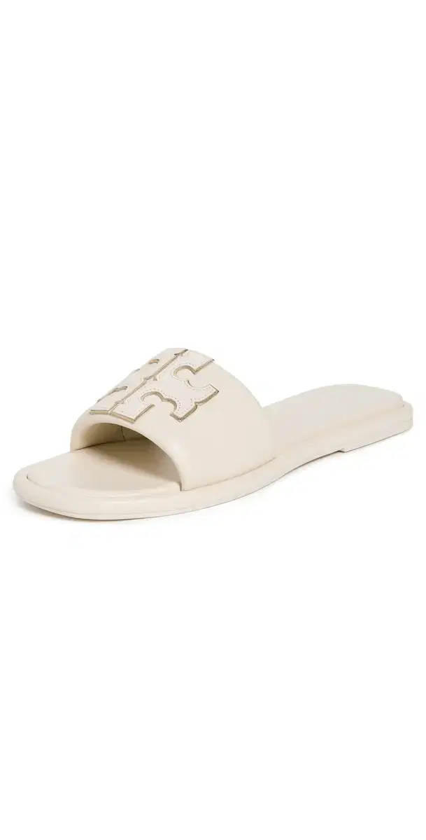Tory Burch Double T Sport Slides Light Cream / Gold