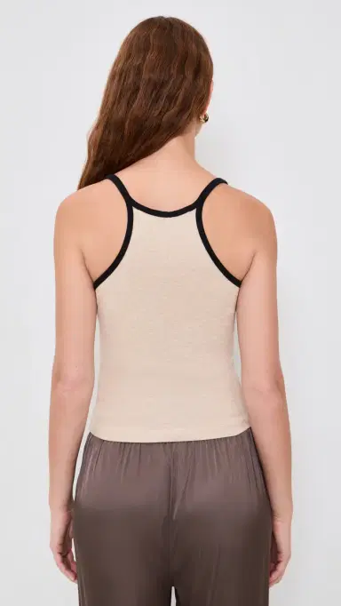 Enza Costa Cotton Classic Ringer Scoop Tank Wheat/Black | Thumbnail 3 Enza Costa Cotton Classic Ringer Scoop Tank Wheat/Black | Thumbnail 3