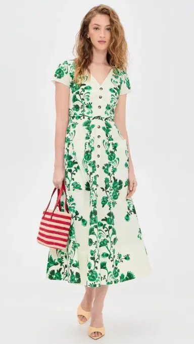 Saloni Zoey Dress Saffier Vines Plmt | Thumbnail 5