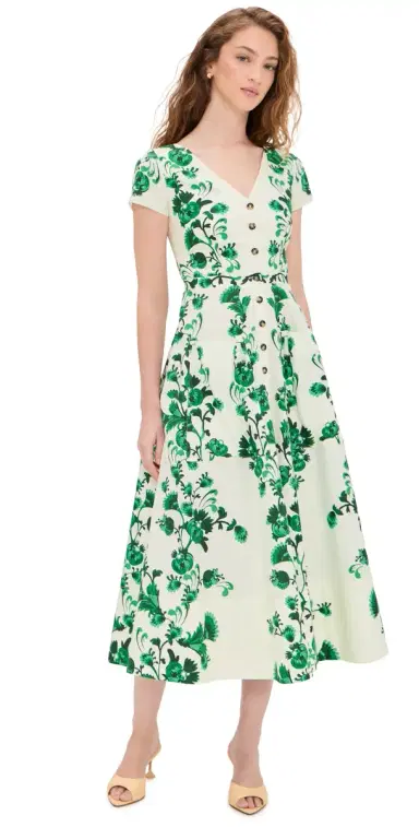 Saloni Zoey Dress Saffier Vines Plmt | Thumbnail 1