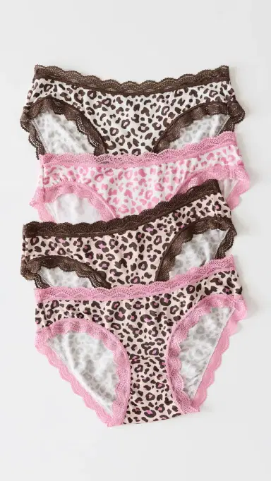 Stripe & Stare Original Knicker Four Pack Panties iquorice eopard | Thumbnail 2