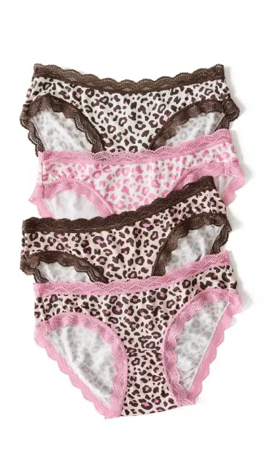 Stripe & Stare Original Knicker Four Pack Panties iquorice eopard | Thumbnail 6