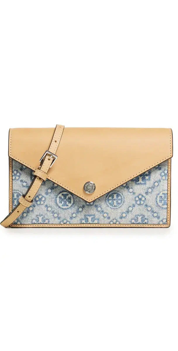T Monogram Denim Envelope Chain Wallet Powder Blue One Size