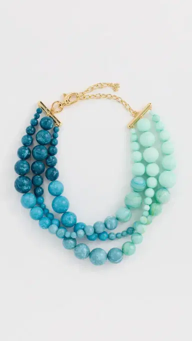 Lele Sadoughi Riviera Diana Triple Row Necklace Seafoam Spray One Size | Thumbnail 2