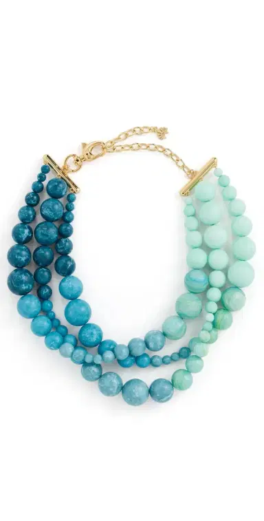 Lele Sadoughi Riviera Diana Triple Row Necklace Seafoam Spray One Size | Thumbnail 1