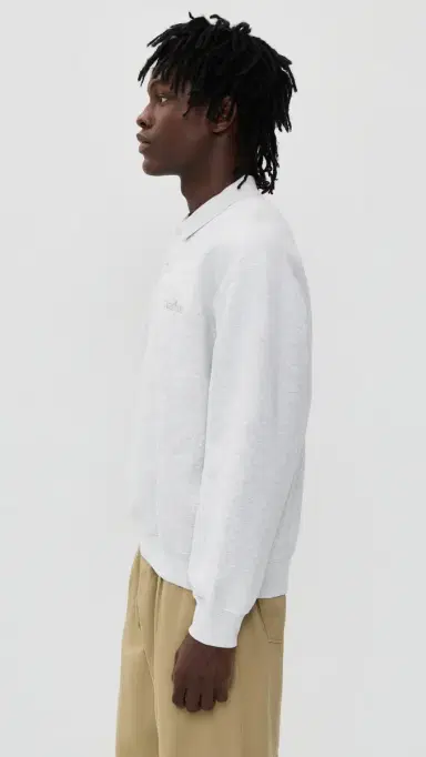 Carhartt WIP WIP Label Polo Sweatshirt Ash Heather | Thumbnail 4 Carhartt WIP WIP Label Polo Sweatshirt Ash Heather | Thumbnail 4