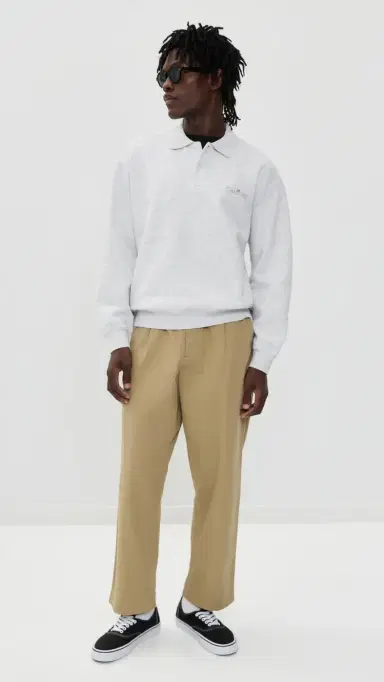 Carhartt WIP WIP Label Polo Sweatshirt Ash Heather | Thumbnail 5 Carhartt WIP WIP Label Polo Sweatshirt Ash Heather | Thumbnail 5