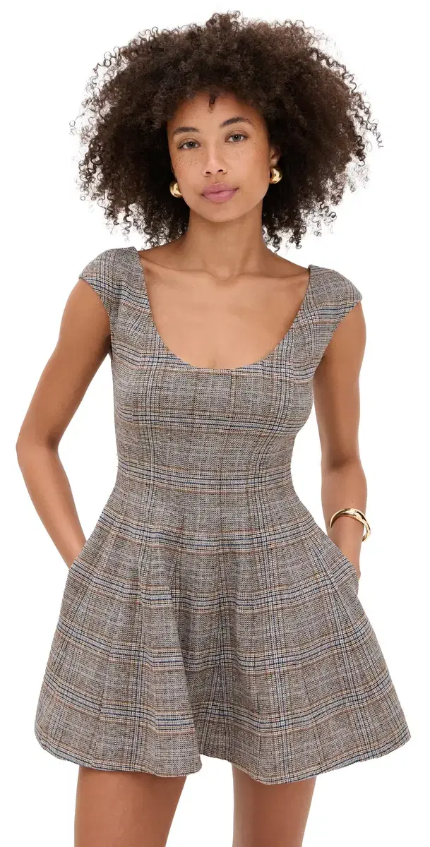 Leila Tartan Mini Dress Green Multi
