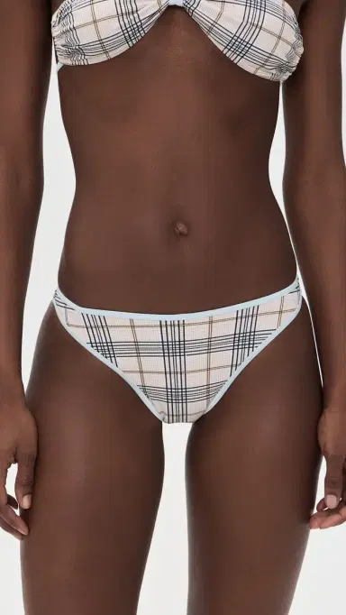 LIONESS Bella Bikini Bottoms Beige Plaid | Thumbnail 2 LIONESS Bella Bikini Bottoms Beige Plaid | Thumbnail 2