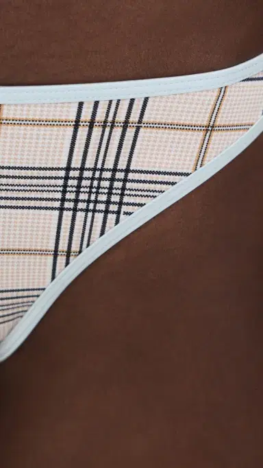 LIONESS Bella Bikini Bottoms Beige Plaid | Thumbnail 6 LIONESS Bella Bikini Bottoms Beige Plaid | Thumbnail 6