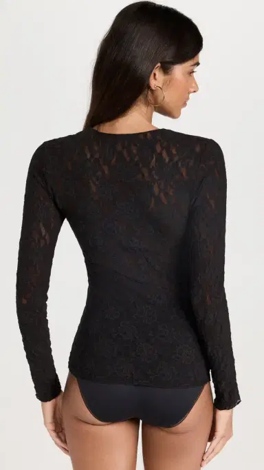 Hanky Panky Signature Lace Unlined Long Sleeve Top Black L | Thumbnail 3 Hanky Panky Signature Lace Unlined Long Sleeve Top Black L | Thumbnail 3