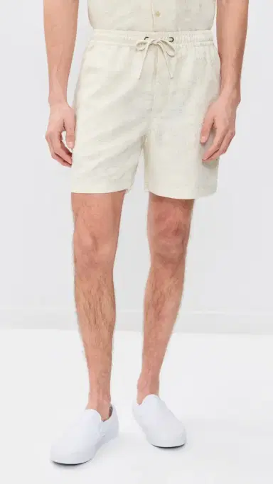 Marine Layer Saturday Jacquard Linen Shorts 6 Natural/Tan | Thumbnail 2
