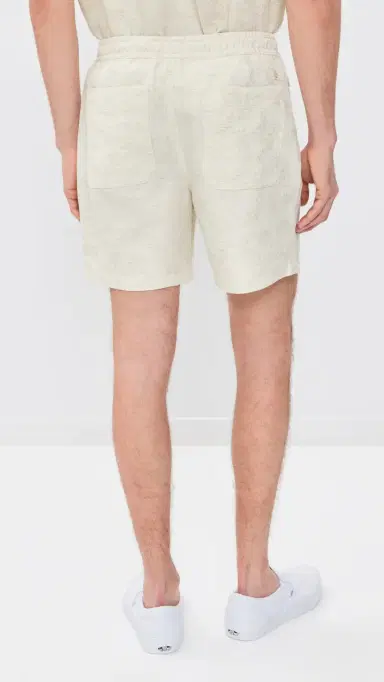 Marine Layer Saturday Jacquard Linen Shorts 6 Natural/Tan | Thumbnail 3