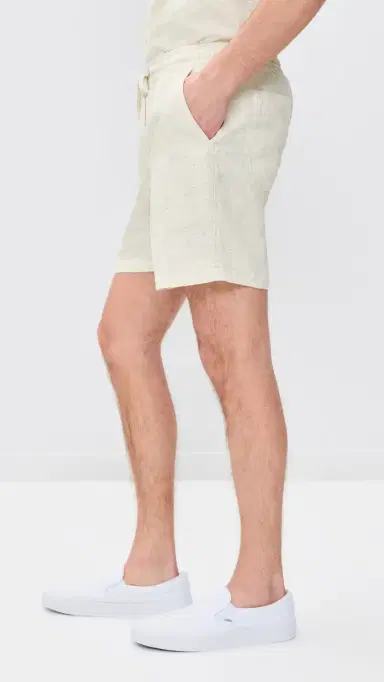 Marine Layer Saturday Jacquard Linen Shorts 6 Natural/Tan | Thumbnail 4