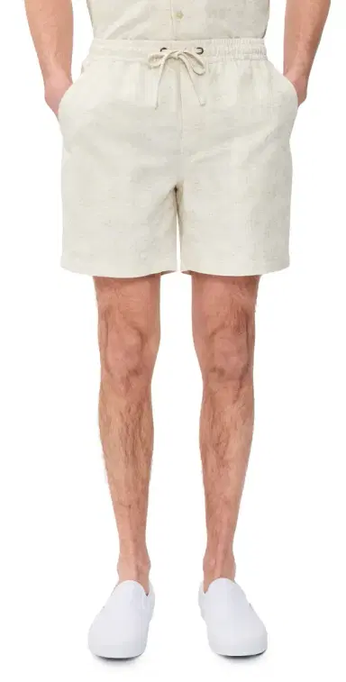 Marine Layer Saturday Jacquard Linen Shorts 6 Natural/Tan | Thumbnail 1