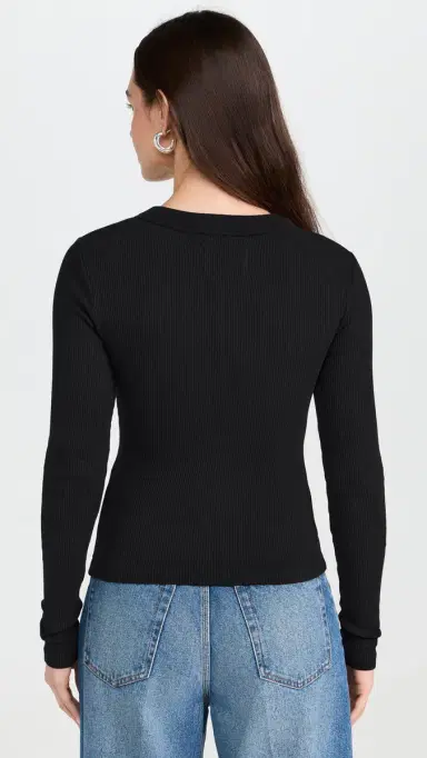 Citizens of Humanity Varra Henley Tee Black M | Thumbnail 3