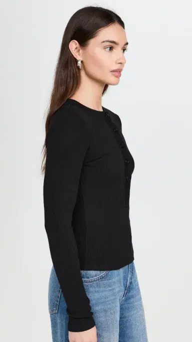 Citizens of Humanity Varra Henley Tee Black M | Thumbnail 4