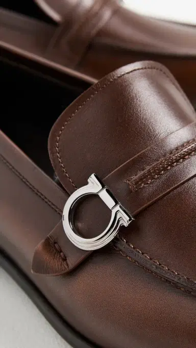 FERRAGAMO Terence Leather Loafers Naturale/Midbrown | Thumbnail 5