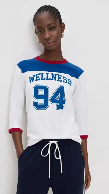 Sporty & Rich Wellness 94 Long Football Tee White/Ruby/Team Blue | Thumbnail 2 Sporty & Rich Wellness 94 Long Football Tee White/Ruby/Team Blue | Thumbnail 2